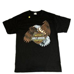 Harley‎ Davidson Motorcycle Men's Big Eagle Short Sleeve Brown Shirt Size Small